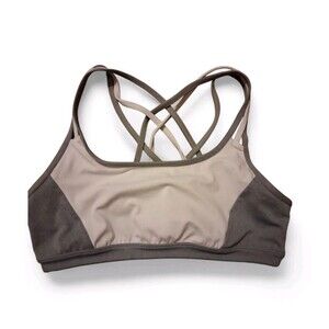 Athleta Fully Focused Bra in Powervita Gray Size Large Sports White/Gray 3/17